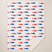 Blanket with red and blue fish, nautical design シェルパブランケット (正面)