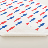 Blanket with red and blue fish, nautical design シェルパブランケット (3/4)