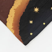 Blankets – Golden Ochre Celestial Moon Pattern フリースブランケット (角)