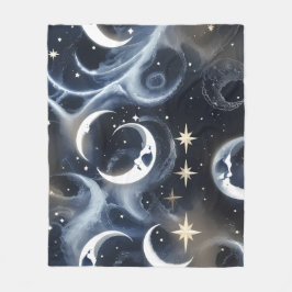 Blankets – Platinum Silver Celestial Moon Luxury フリースブランケット