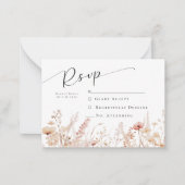 Blashing Wildflowers Wedding RSVP ノートカード (正面)