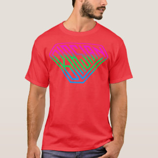 Blasian SuperPowered Shield Pink Green Blue Tシャツ