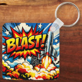 BLAST! レトロポップアートロケット爆発 キーホルダー (裏面)