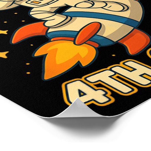 Blast Off 4th Grade Rocket Dab Space Cool School V ポスター (角)