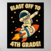 Blast Off 4th Grade Rocket Dab Space Cool School V ポスター (正面)