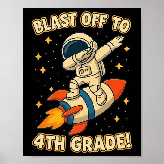 Blast Off 4th Grade Rocket Dab Space Cool School V ポスター (正面)