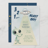 Blast Off Alien Boys Third Birthday 招待状 (正面/裏面)
