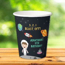 "Blast Off Astronaut - Space Birthday Party" 紙コップ