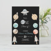 BLAST OFF BLACK SPACE AND PLANETS BIRTHDAY PARTY  招待状 (スタンド正面)