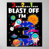 Blast Off I'm 3 Years Old 3rd Birthday Spaceship A ポスター (正面)