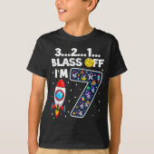 Blast Off I'm 7 Years Old 7th Birthday Spaceship A Tシャツ (正面)
