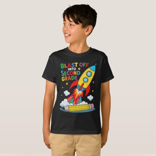 Blast Off Into Second Grade First Day Of School  Tシャツ (正面フル)