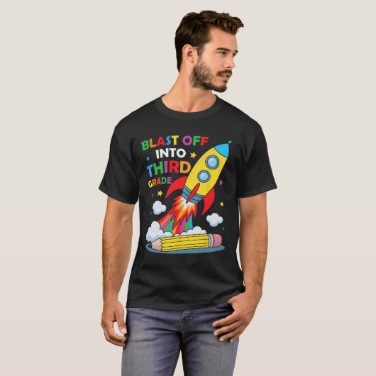 Blast Off Into Third Grade First Day Of School  Tシャツ (正面フル)
