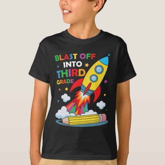Blast Off Into Third Grade First Day Of School  Tシャツ (正面)
