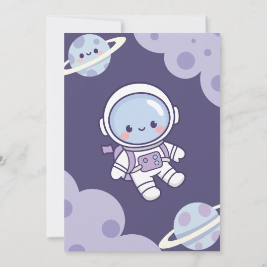 Blast Off Outer Space 3rd Birthday Boy 招待状 (裏面)