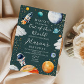 Blast Off Rocket Astronaut Outer Space Birthday 招待状