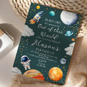 Blast Off Rocket Astronaut Outer Space Birthday 招待状