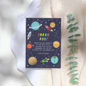 Blast Off! Rocket Ship Birthday Party サンキューカード