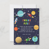 Blast Off! Rocket Ship Birthday Party サンキューカード (正面)