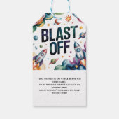 Blast Off Space Boy Astronaut Birthday Party ギフトタグ (裏面)