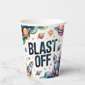 Blast Off Space Boy Astronaut Birthday Party 紙コップ (裏面)