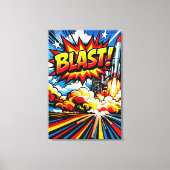BLAST! Retro Pop Art Rocket Explosion キャンバスプリント (正面)