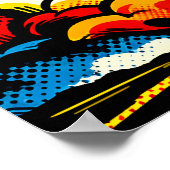 BLAST! Retro Pop Art Rocket Explosion ポスター (角)