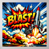 BLAST! Retro Pop Art Rocket Explosion ポスター (正面)