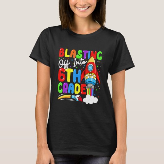 Blasting Off Into 6th Grade Back To School Boys K Tシャツ (正面)