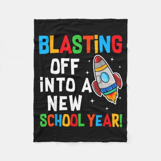 Blasting Off Into A New School Year First Day Teac フリースブランケット (正面)