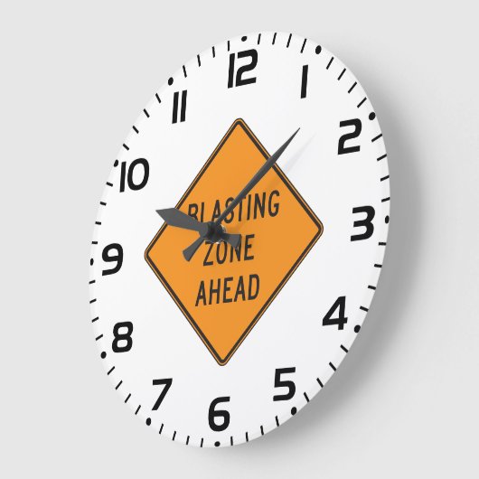 Blasting Zone Ahead Warning Sign Safety ラージ壁時計 (傾斜)