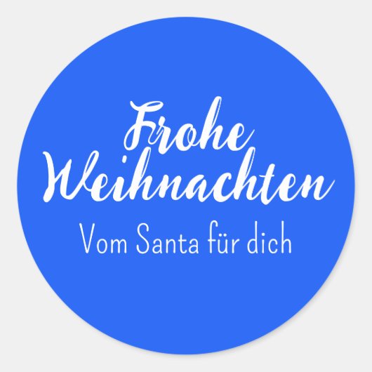 Blau Frohe Weihnachten Merry Christmas in German  ラウンドシール (正面)