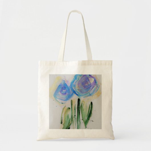 blaue abstrakte Blumen トートバッグ (正面)