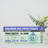 blaue Einladung und Eintrittskarte (Fußballticket) 招待状 (スタンド正面)
