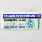 blaue Einladung und Eintrittskarte (Fußballticket) 招待状 (正面/裏面)