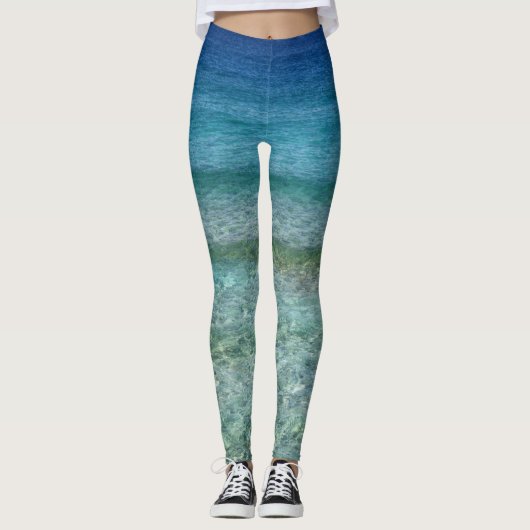 blaue moderne Leggings mit Meer レギンス (正面)