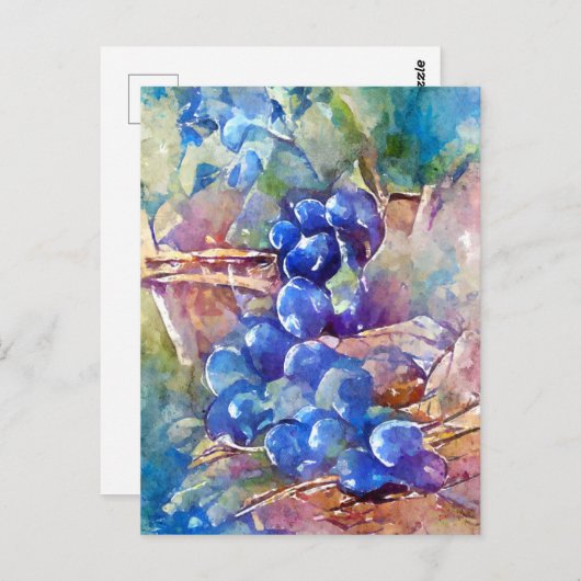 Blaue Weintrauben gemalt ポストカード (正面/裏面)