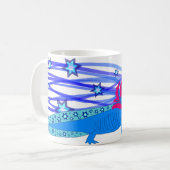 Blauer Axolotl mit Sternen コーヒーマグカップ (正面左)