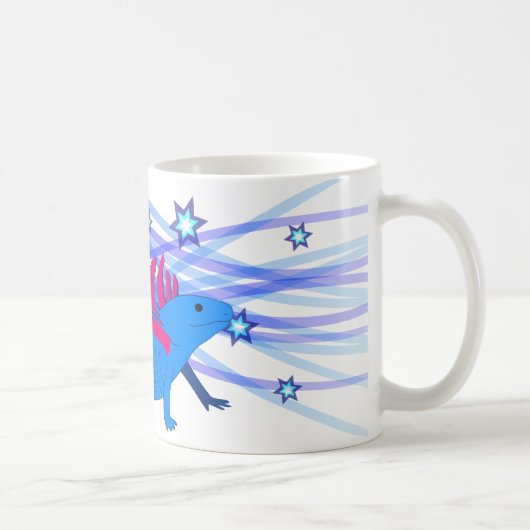 Blauer Axolotl mit Sternen コーヒーマグカップ (右)