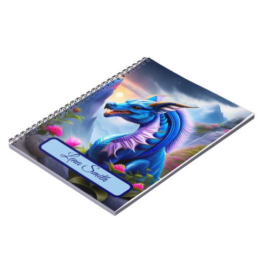 Blauer Drache, fantasievolle Digital Art ノートブック (左側)
