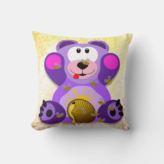 Blauer Honig Bär クッション (正面)