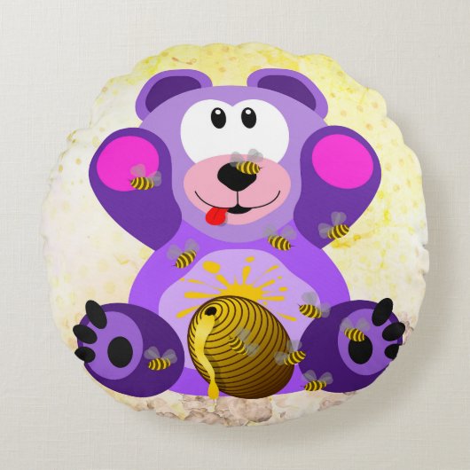 Blauer Honig Bär ラウンドクッション (正面)