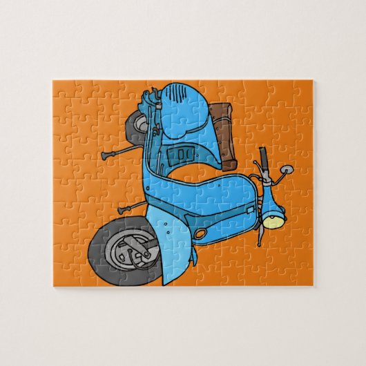 Blauer Motorroller (Vespa) ジグソーパズル (横)