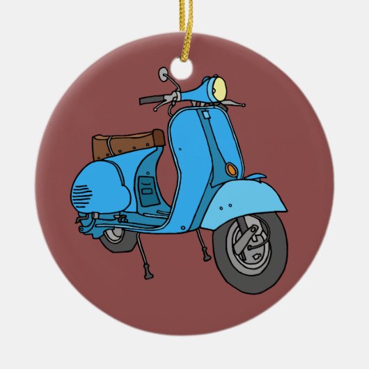 Blauer Motorroller (Vespa) セラミックオーナメント (正面)