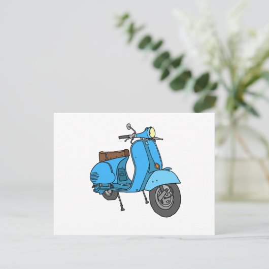 Blauer Motorroller (Vespa) ポストカード (スタンド正面)