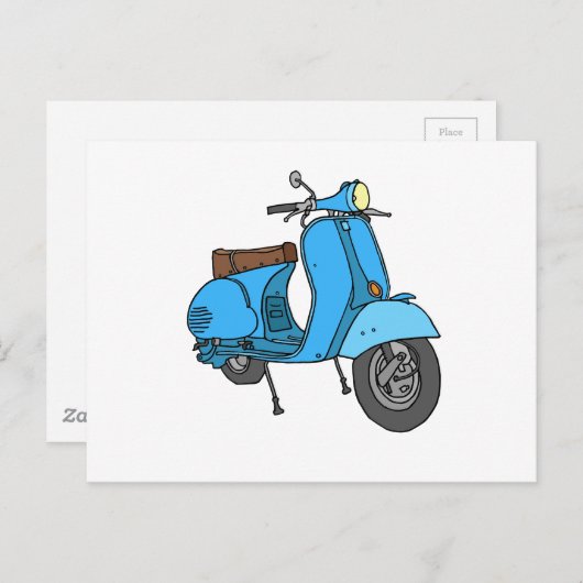Blauer Motorroller (Vespa) ポストカード (正面/裏面)