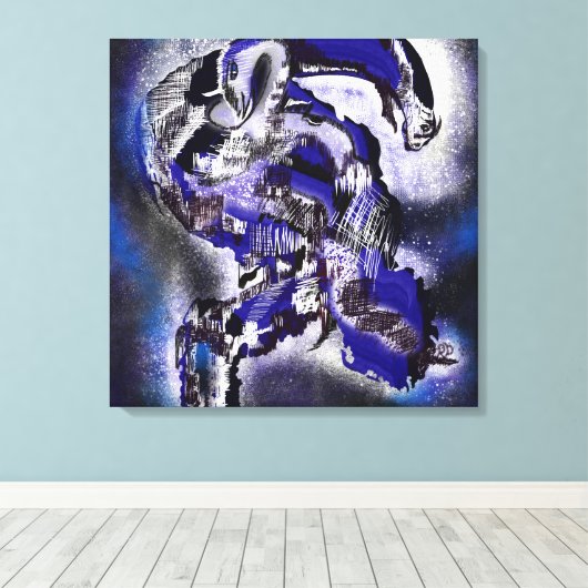 Blauer Traum. Abstrakt  キャンバスプリント (インサイチュ (ウッドフロア))