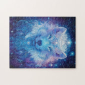 Blauer Wolf unter magischem Sternenhimmel ジグソーパズル (横)
