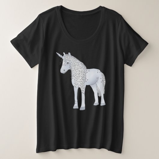 Blaues Einhorn プラスサイズTシャツ (デザイン正面)