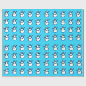 Blaues Schneemann Weihnachts ラッピングペーパー (フラット)